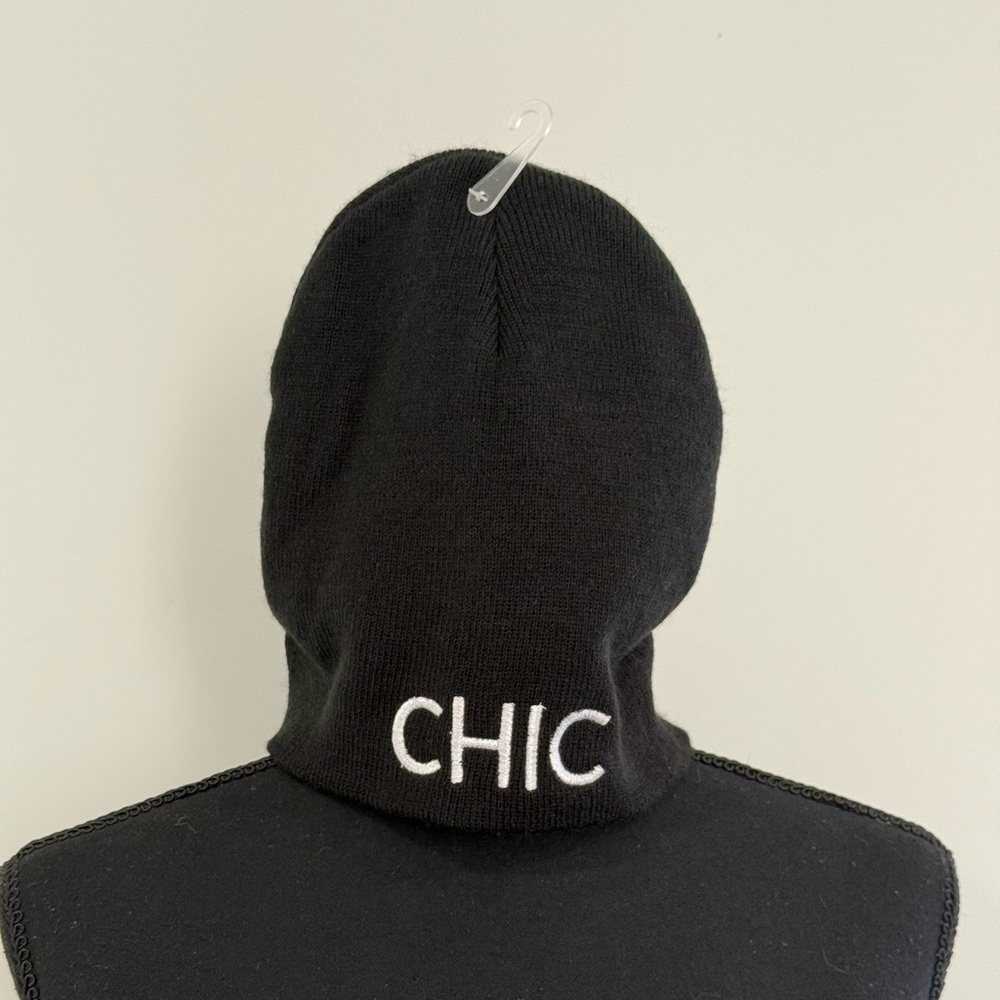 New Charming Charlie Black Knit Hat with 'CHIC' Embroidery 871
